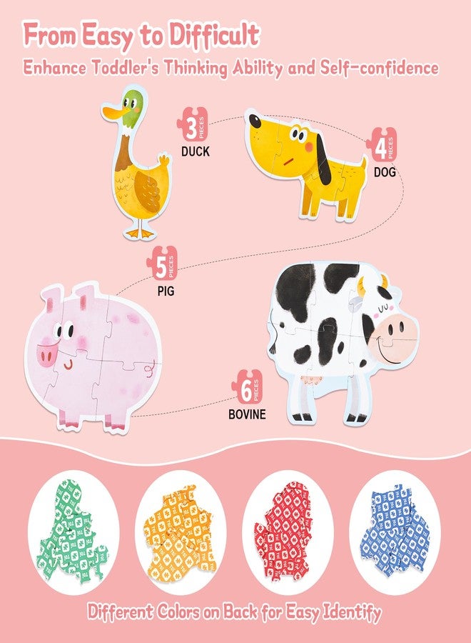 TOI Large Piece Toddler Puzzles for 2-4 Years Old, 4 Packs Beginner Puzzles for Toddlers, Kids Big Shape Preschool Learning Puzzle for Boys Girls Gift, Farm Animals - Image 4